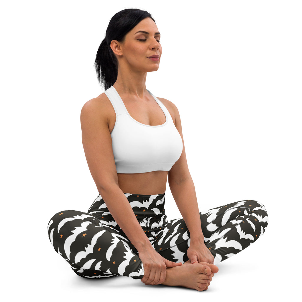 Women's Black Bat Halloween Buttery Soft Yoga Leggings - Quick Drying, High Waisted Comfort