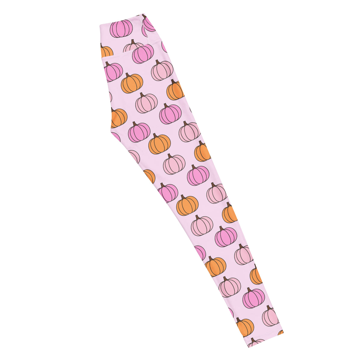 Women's Pink Pumpkin Patch Buttery Soft Yoga Leggings - Quick Drying, High Waisted Comfort