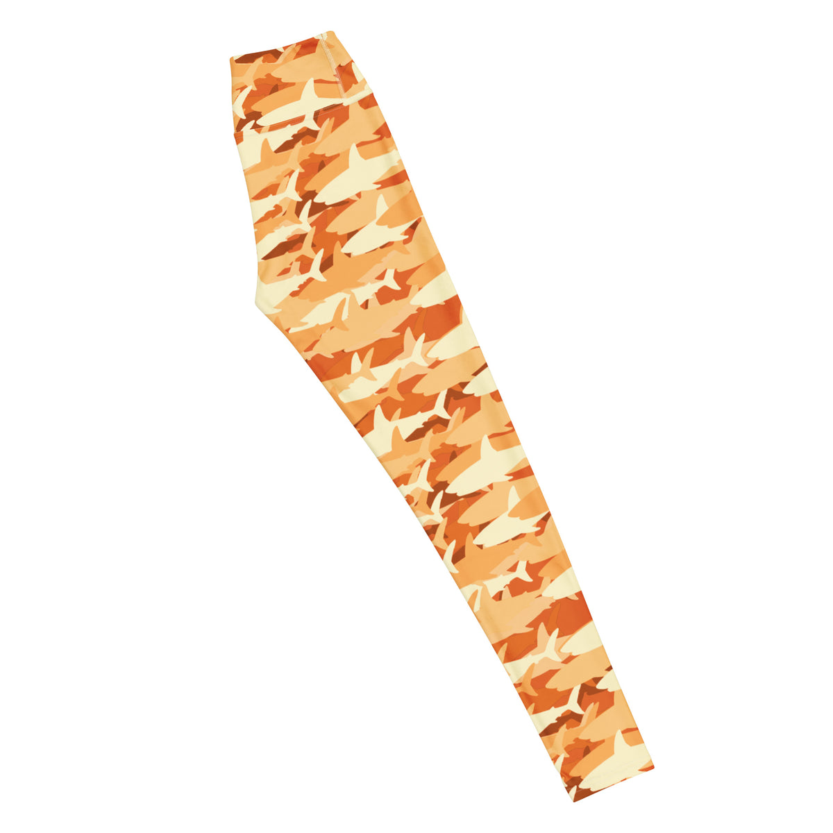 Women's Orange Shark Camouflage Buttery Soft Yoga Leggings - Quick Drying, High Waisted Comfort