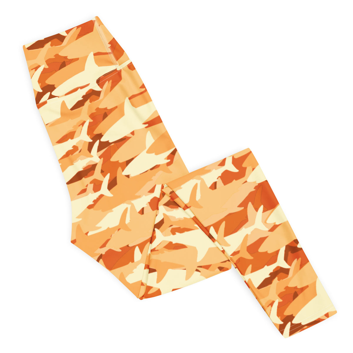 Women's Orange Shark Camouflage Buttery Soft Yoga Leggings - Quick Drying, High Waisted Comfort