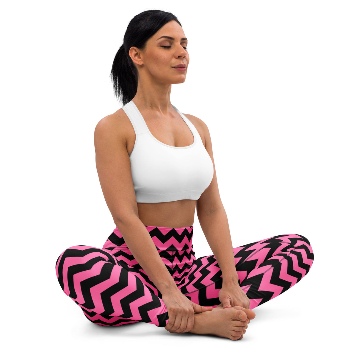 Women's Pink Chevron Halloween Buttery Soft Yoga Leggings - Quick Drying, High Waisted Comfort
