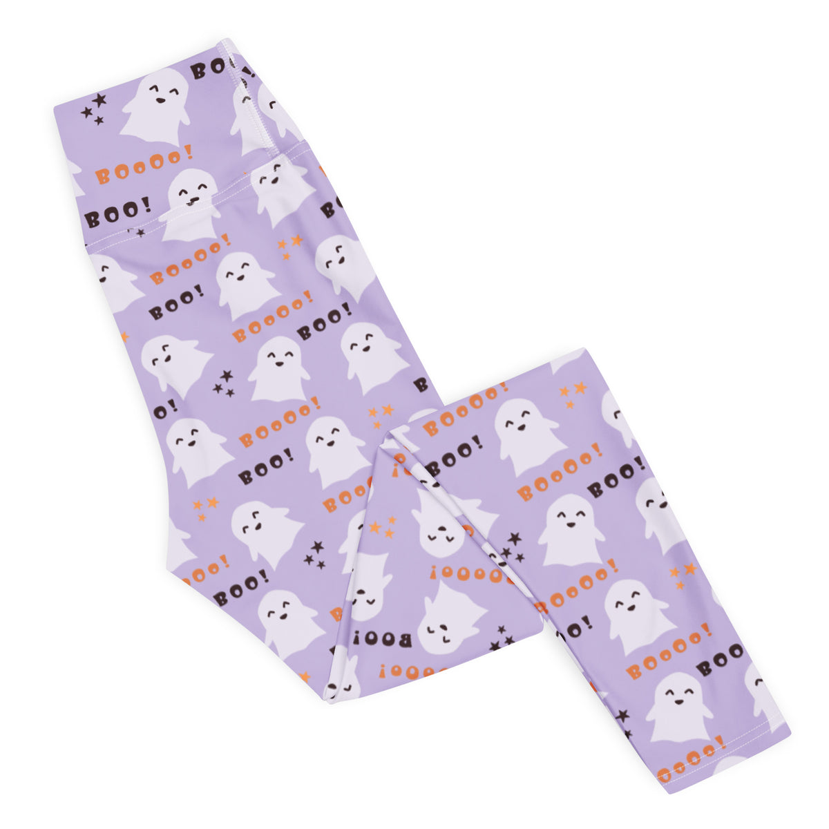 Women's Purple Ghost Halloween Buttery Soft Yoga Leggings - Quick Drying, High Waisted Comfort