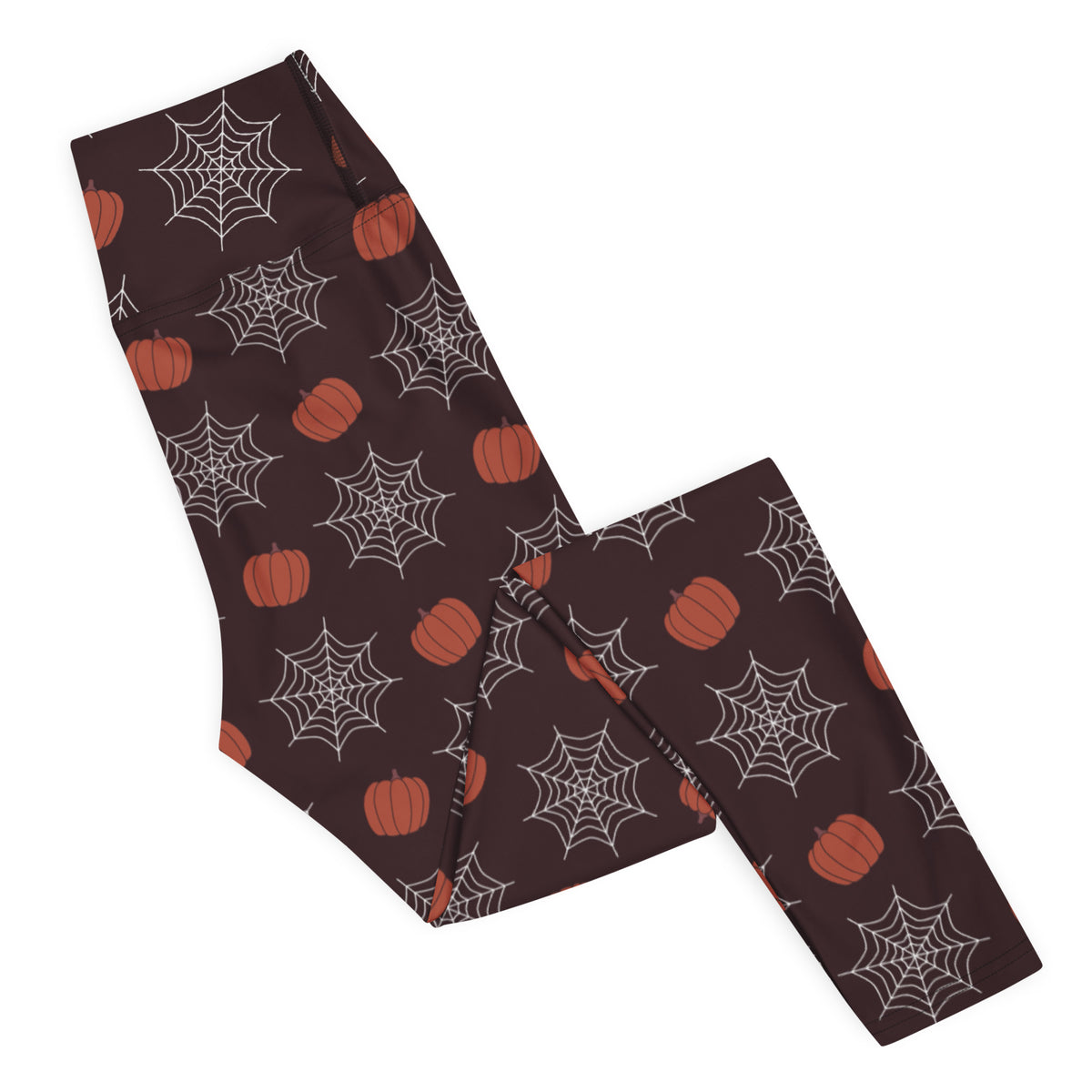 Women's Pumpkin Spider Web Halloween Buttery Soft Yoga Leggings - Quick Drying, High Waisted Comfort