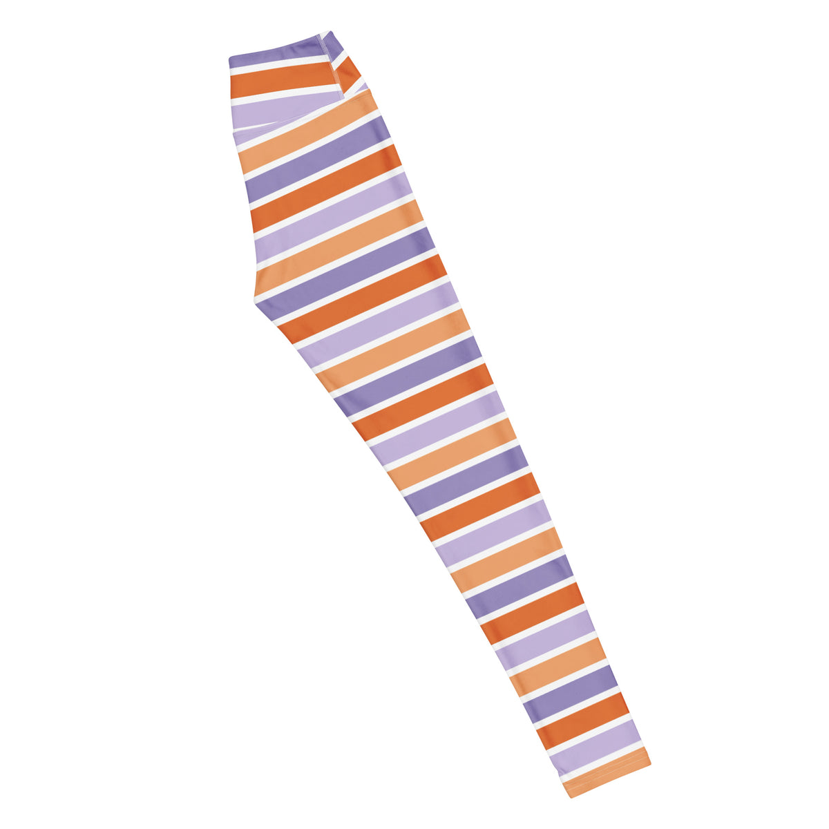 Women's Orange & Purple Striped Halloween Buttery Soft Yoga Leggings - Quick Drying, High Waisted Comfort