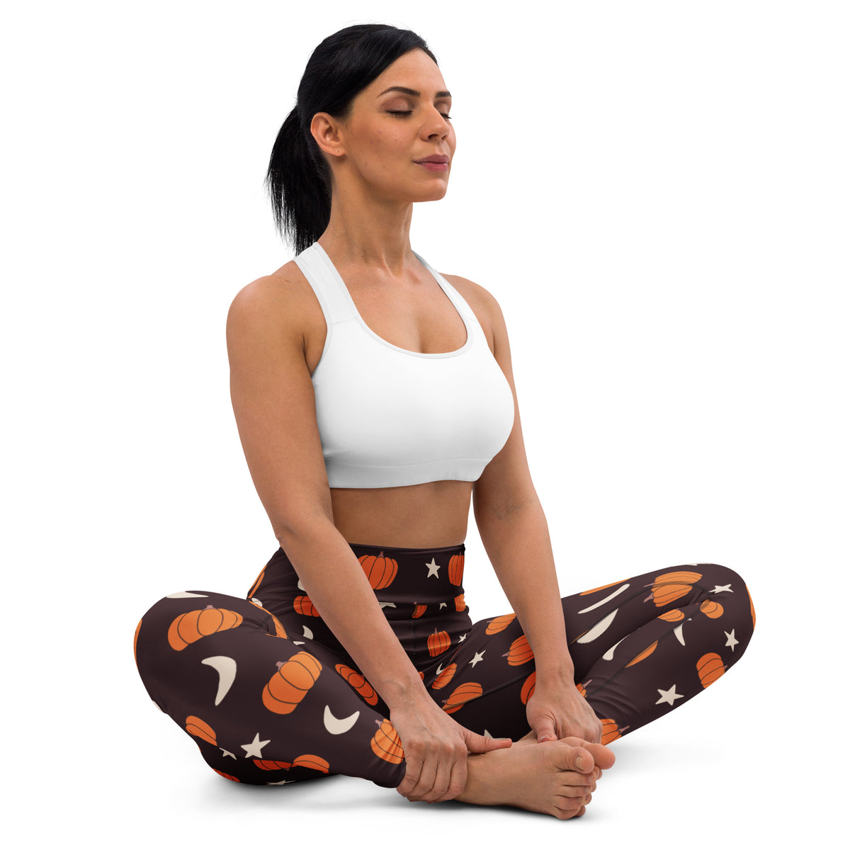 Women's Pumpkin Moon Halloween Buttery Soft Yoga Leggings - Quick Drying, High Waisted Comfort