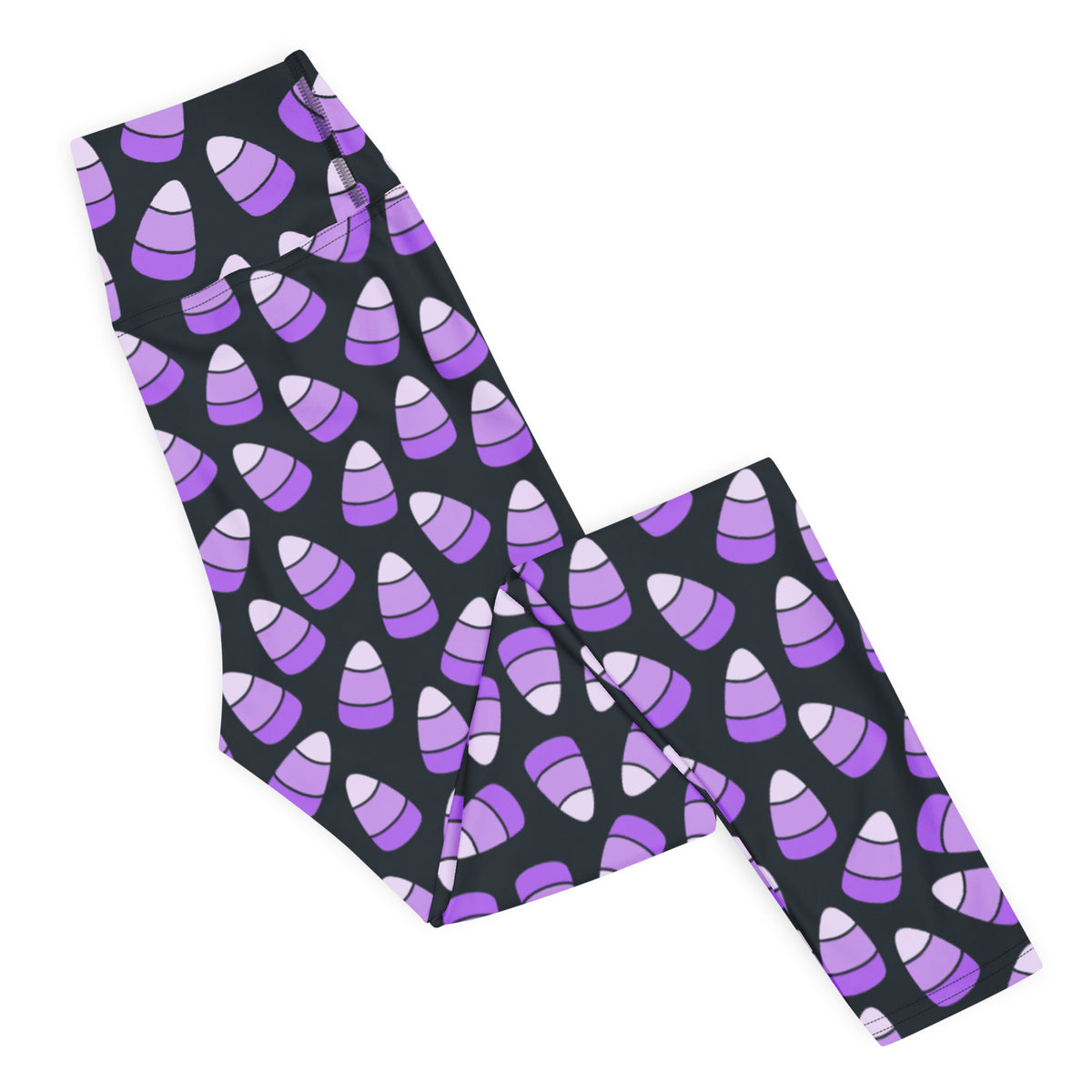 Women's Purple Candy Corn Halloween Buttery Soft Yoga Leggings - Quick Drying, High Waisted Comfort