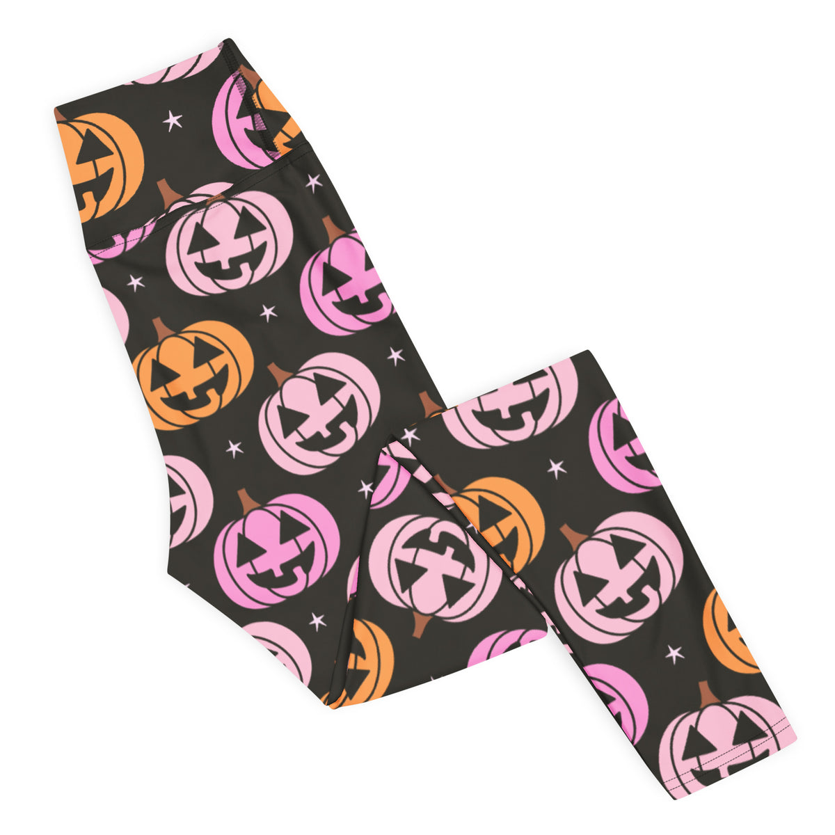 Women's Pink & Orange Pumpkin Halloween Buttery Soft Yoga Leggings - Quick Drying, High Waisted Comfort