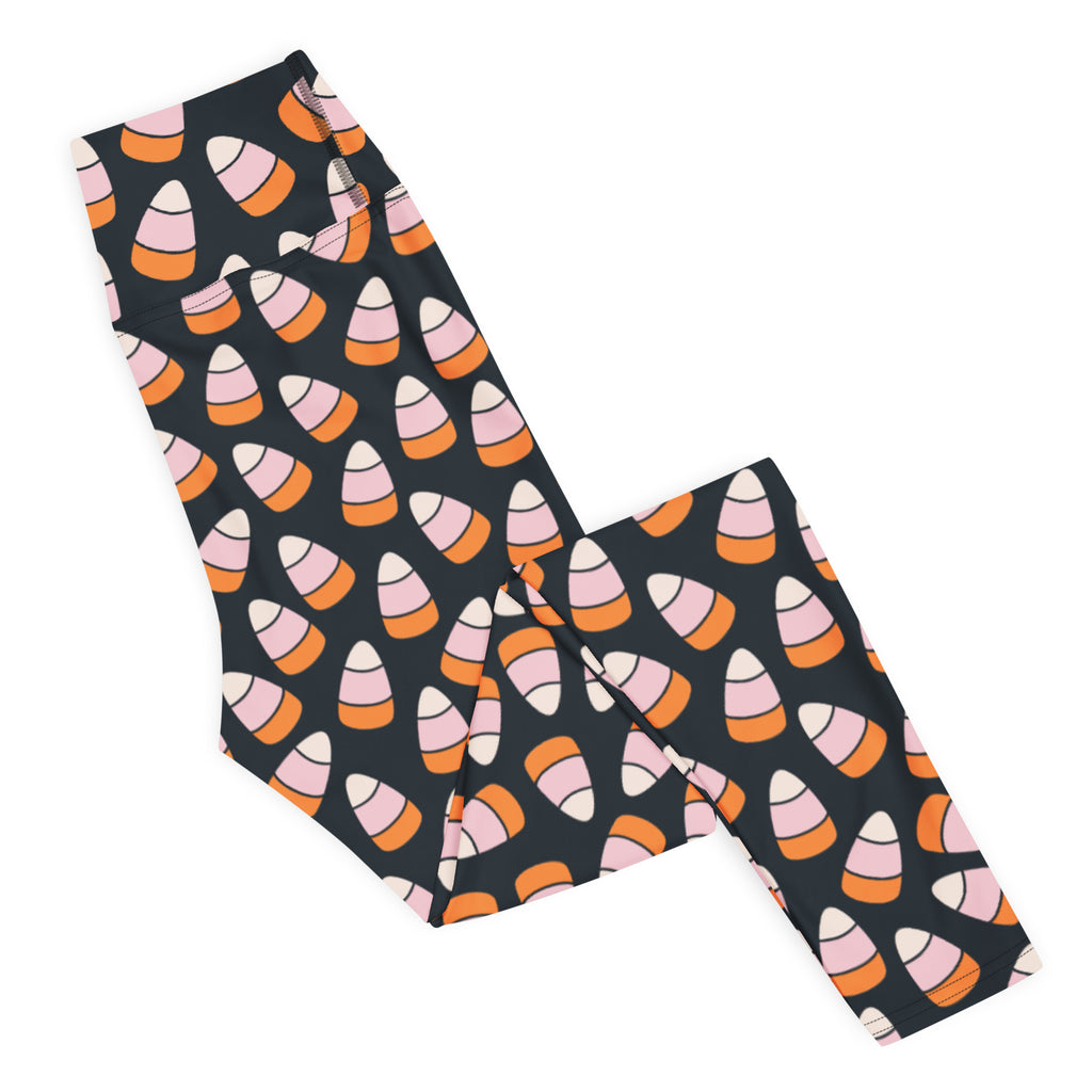 Women's Pink & Orange Candy Corn Buttery Soft Yoga Leggings - Quick Drying, High Waisted Comfort
