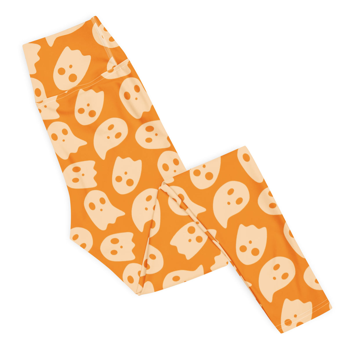Women's Orange Ghost Halloween Buttery Soft Yoga Leggings - Quick Drying, High Waisted Comfort