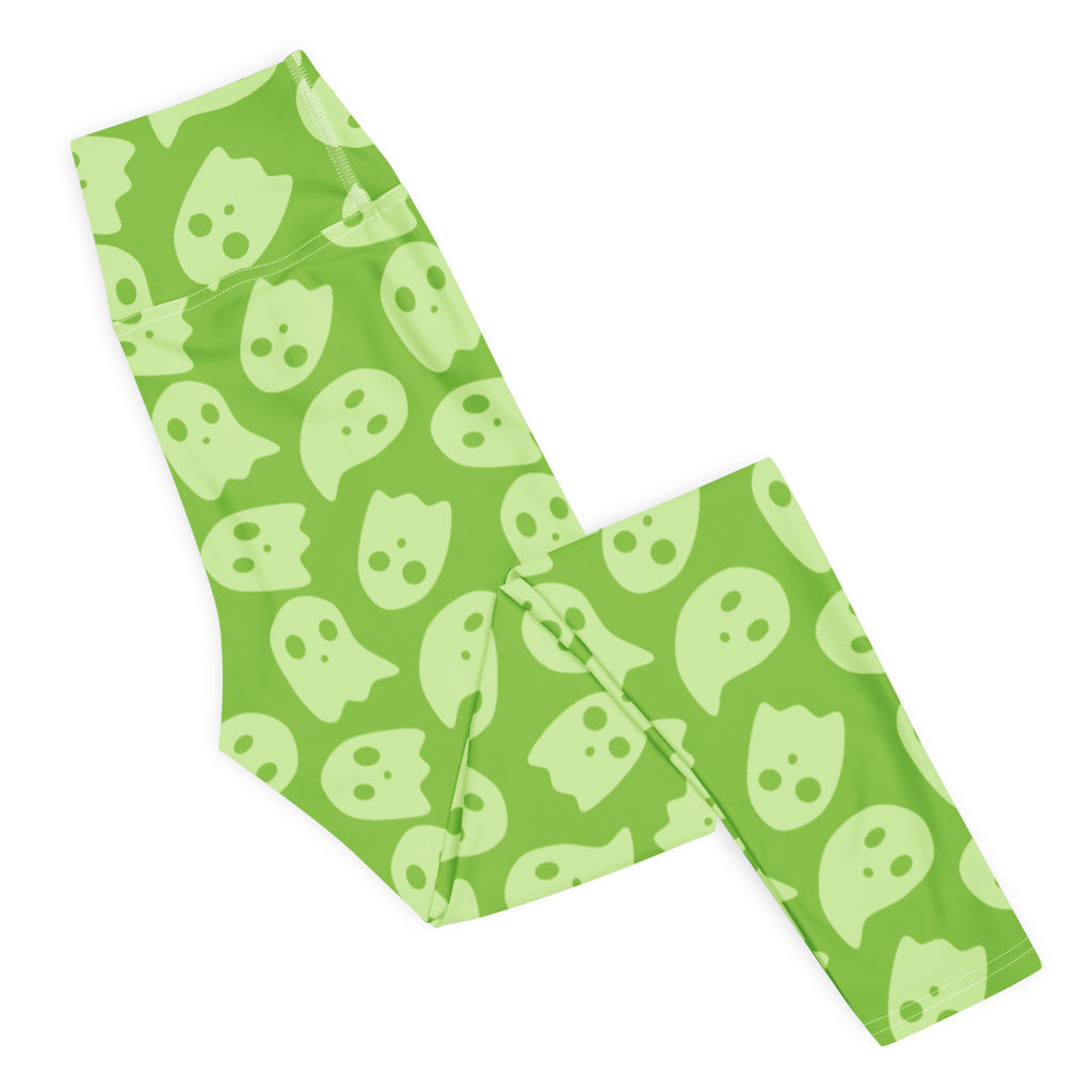 Women's Green Ghost Halloween Buttery Soft Yoga Leggings - Quick Drying, High Waisted Comfort