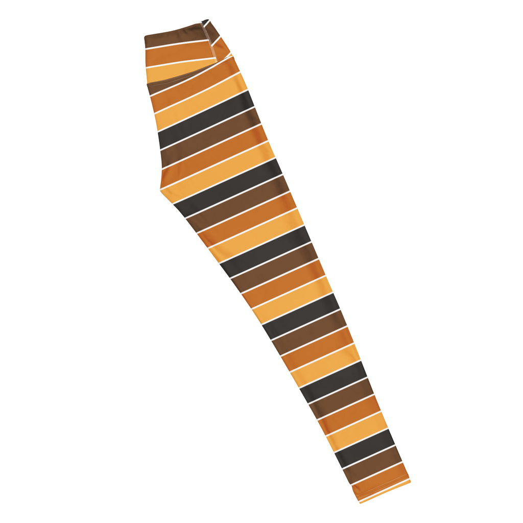 Women's Orange & Brown Striped Halloween Buttery Soft Yoga Leggings - Quick Drying, High Waisted Comfort