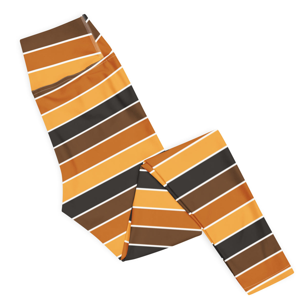 Women's Orange & Brown Striped Halloween Buttery Soft Yoga Leggings - Quick Drying, High Waisted Comfort