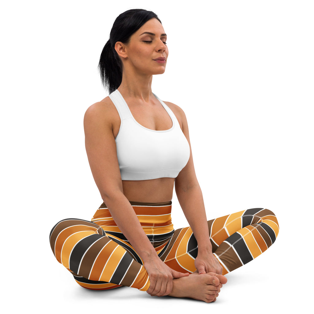 Women's Orange & Brown Striped Halloween Buttery Soft Yoga Leggings - Quick Drying, High Waisted Comfort