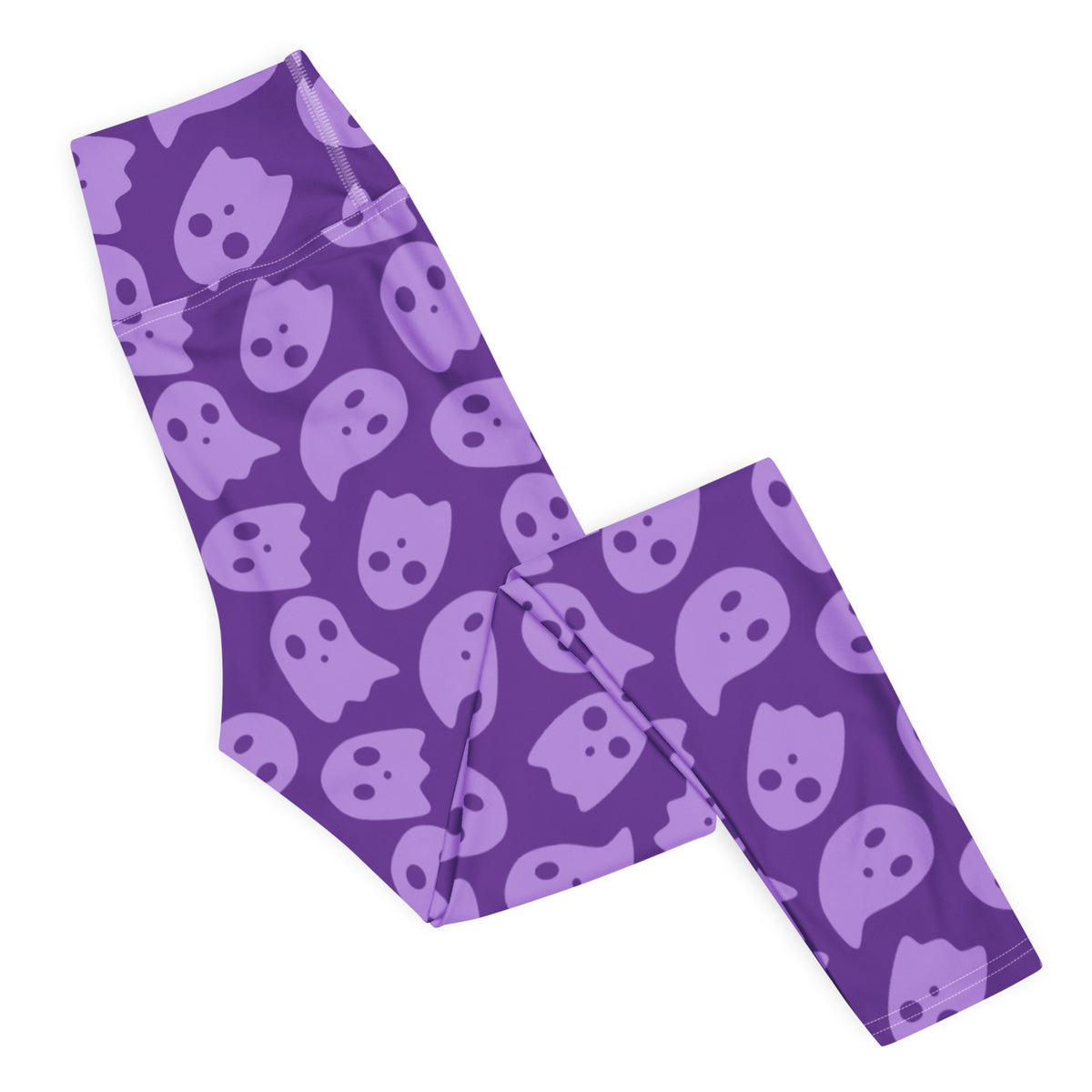 Women's Purple Ghost Halloween Buttery Soft Yoga Leggings - Quick Drying, High Waisted Comfort
