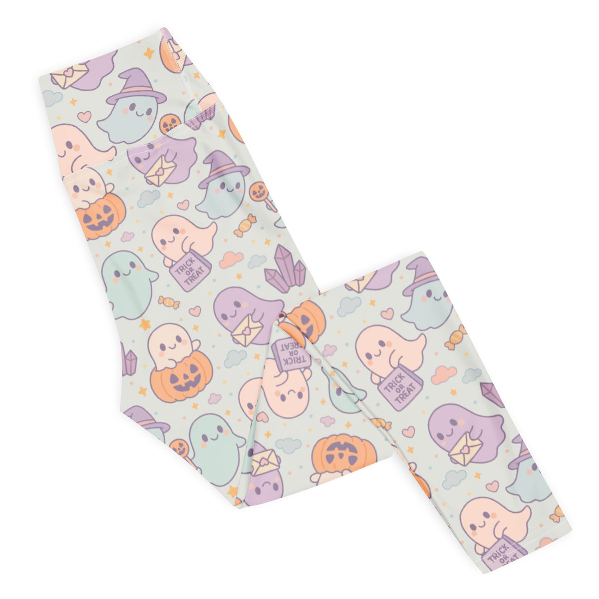 Women's Cute Ghost Halloween Buttery Soft Yoga Leggings - Quick Drying, High Waisted Comfort