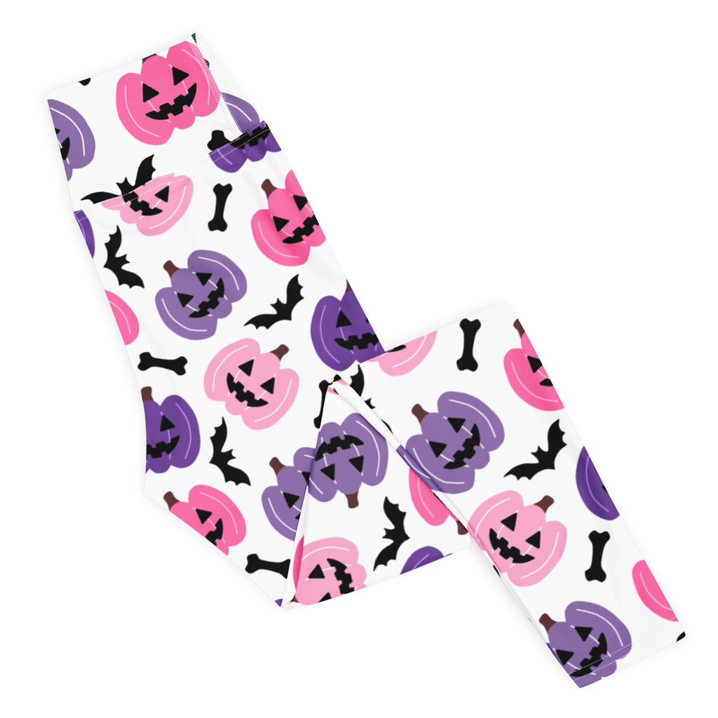 Women's Pink & Purple Pumpkin Halloween Buttery Soft Yoga Leggings - Quick Drying, High Waisted Comfort