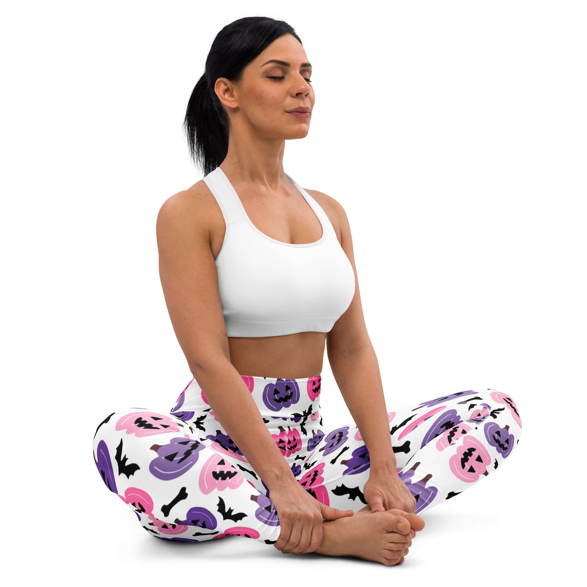 Women's Pink & Purple Pumpkin Halloween Buttery Soft Yoga Leggings - Quick Drying, High Waisted Comfort