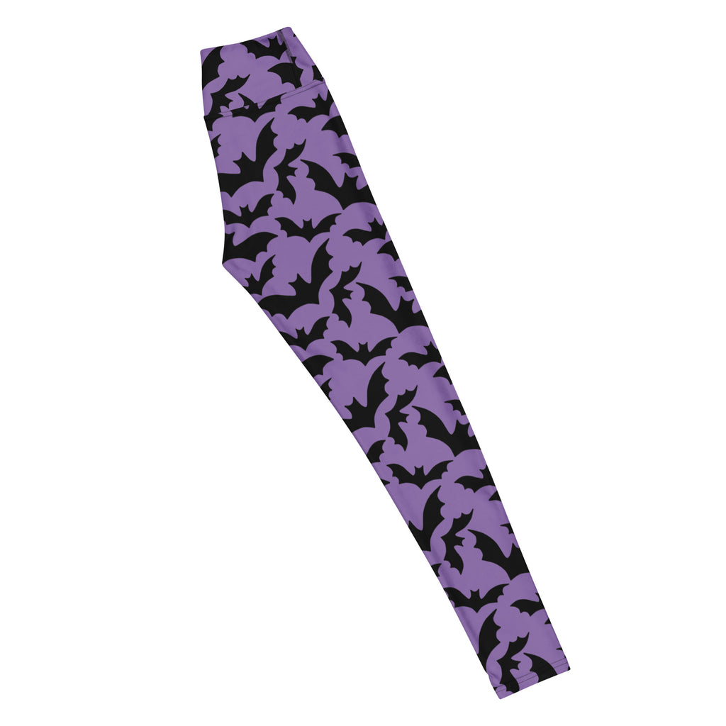 Women's Halloween Purple Bats Buttery Soft Yoga Leggings - Quick Drying, High Waisted Comfort