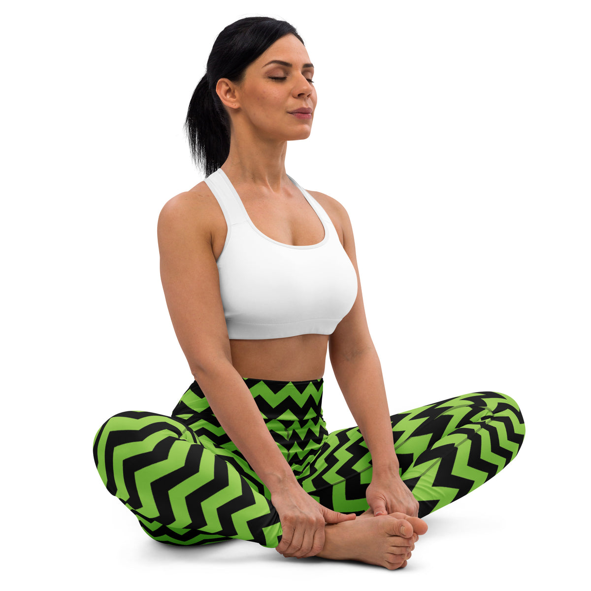 Women's Green Chevron Halloween Buttery Soft Yoga Leggings - Quick Drying, High Waisted Comfort