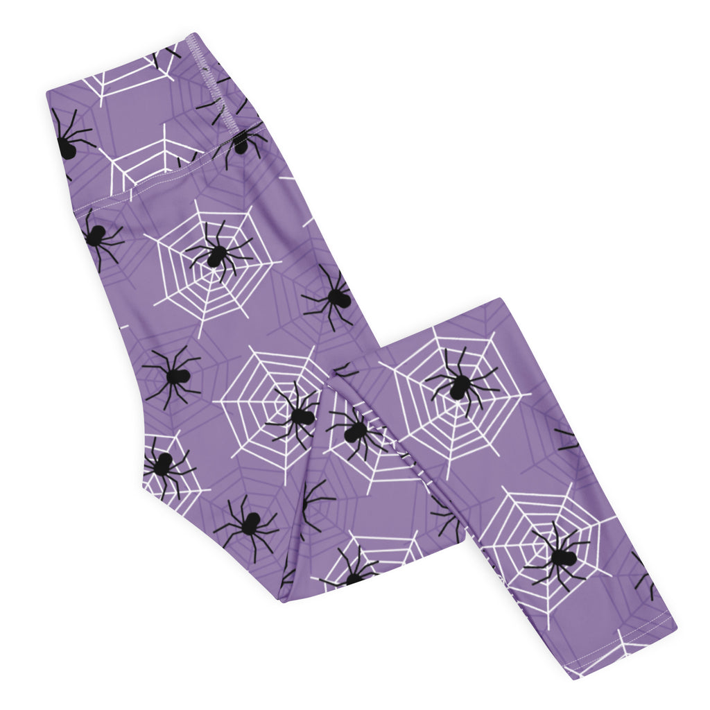 Women's Dark Purple Spider Halloween Buttery Soft Yoga Leggings - Quick Drying, High Waisted Comfort