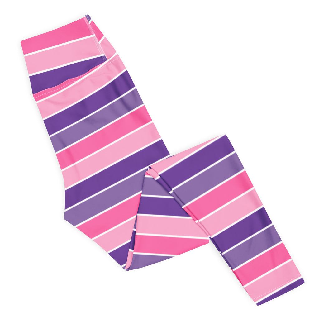 Women's Pink & Purple Striped Halloween Buttery Soft Yoga Leggings - Quick Drying, High Waisted Comfort