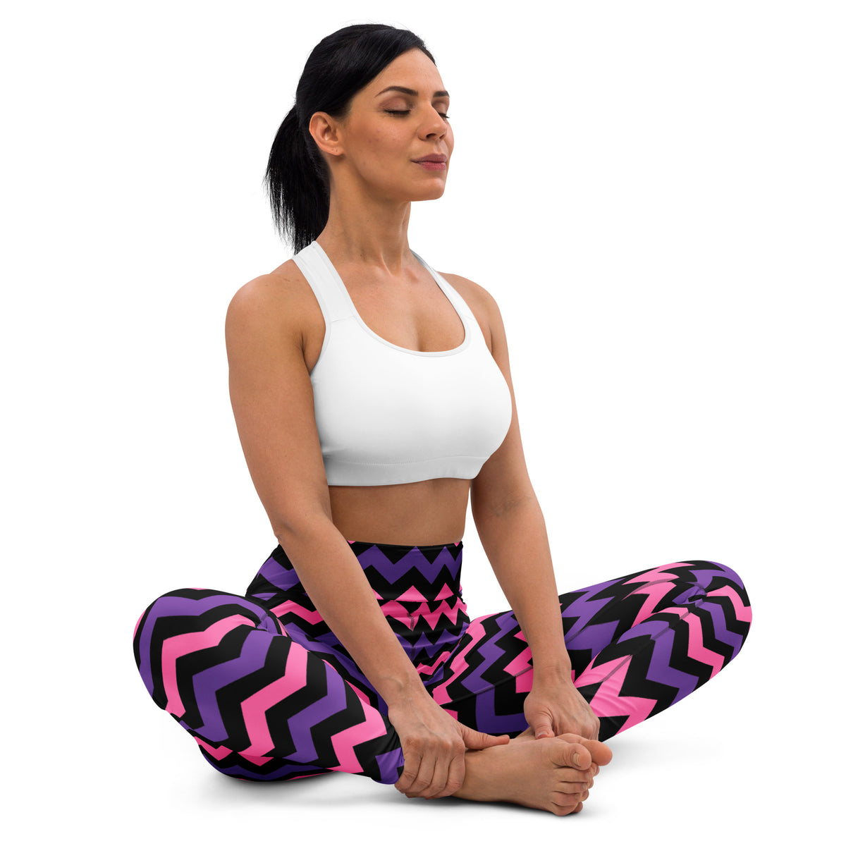 Women's Pink & Purple Chevron Halloween Buttery Soft Yoga Leggings - Quick Drying, High Waisted Comfort