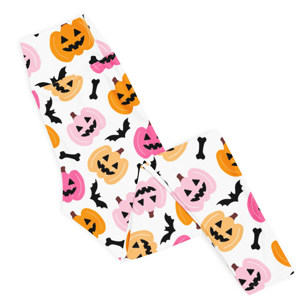 Women's Pink & Orange Pumpkin Halloween Buttery Soft Yoga Leggings - Quick Drying, High Waisted Comfort