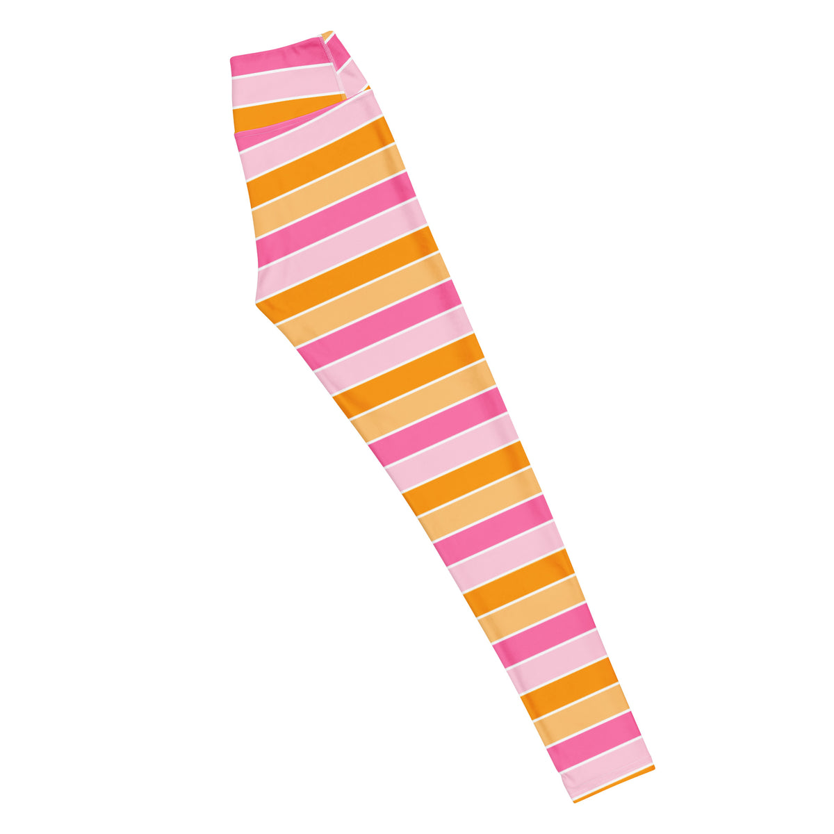 Women's Pink & Orange Candy Corn Striped Halloween Buttery Soft Yoga Leggings - Quick Drying, High Waisted Comfort