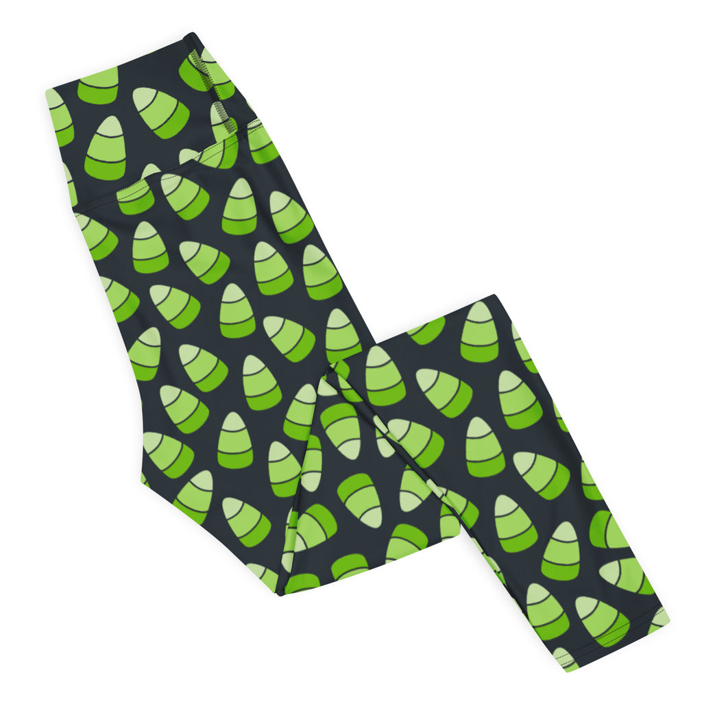 Women's Green Candy Corn Halloween Buttery Soft Yoga Leggings - Quick Drying, High Waisted Comfort