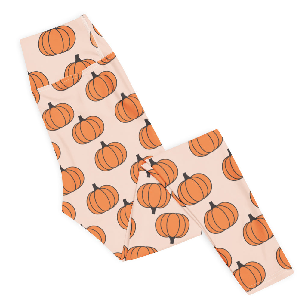 Women's Orange Pumpkin Patch Buttery Soft Yoga Leggings - Quick Drying, High Waisted Comfort