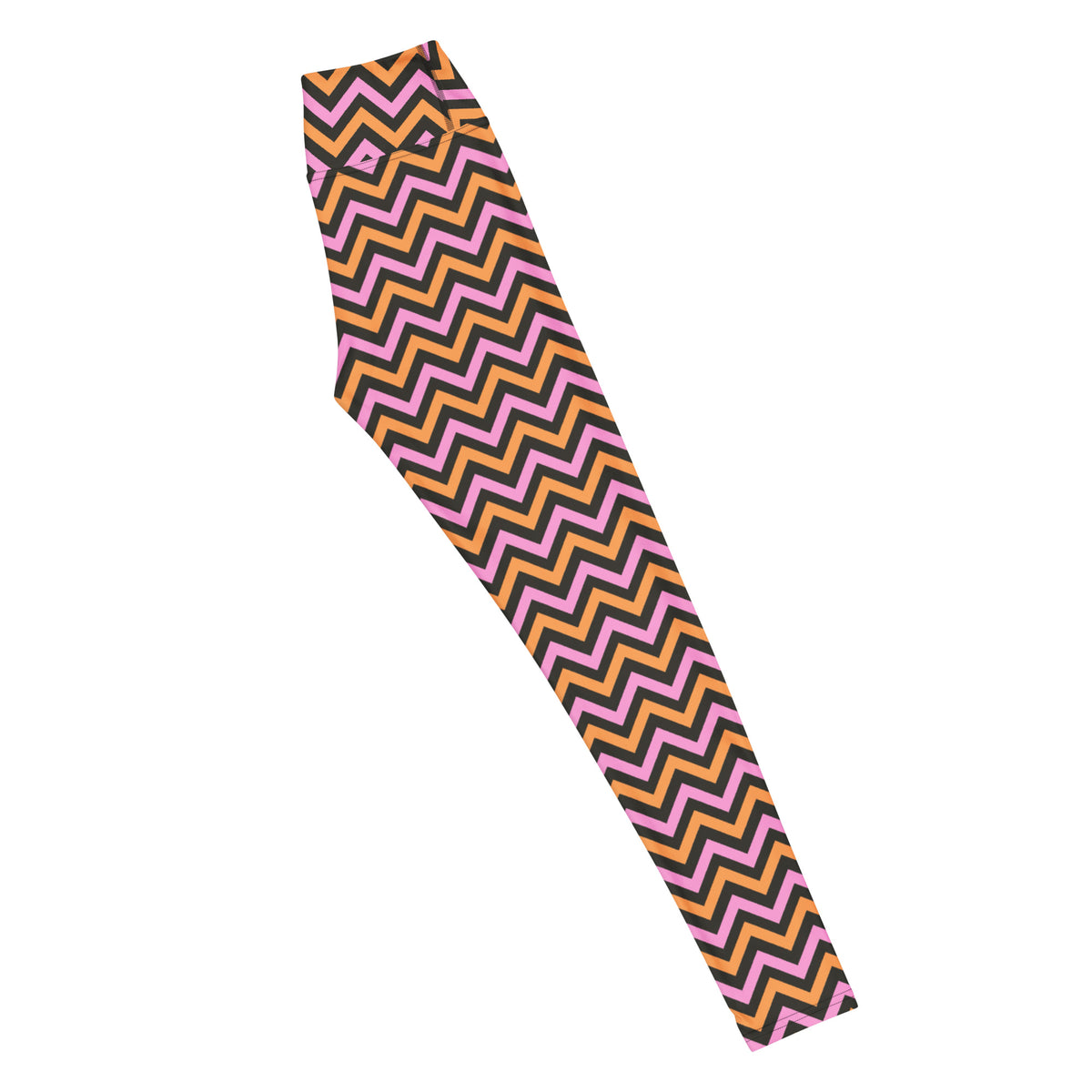 Women's Pink & Orange Chevron Striped Halloween Buttery Soft Yoga Leggings - Quick Drying, High Waisted Comfort
