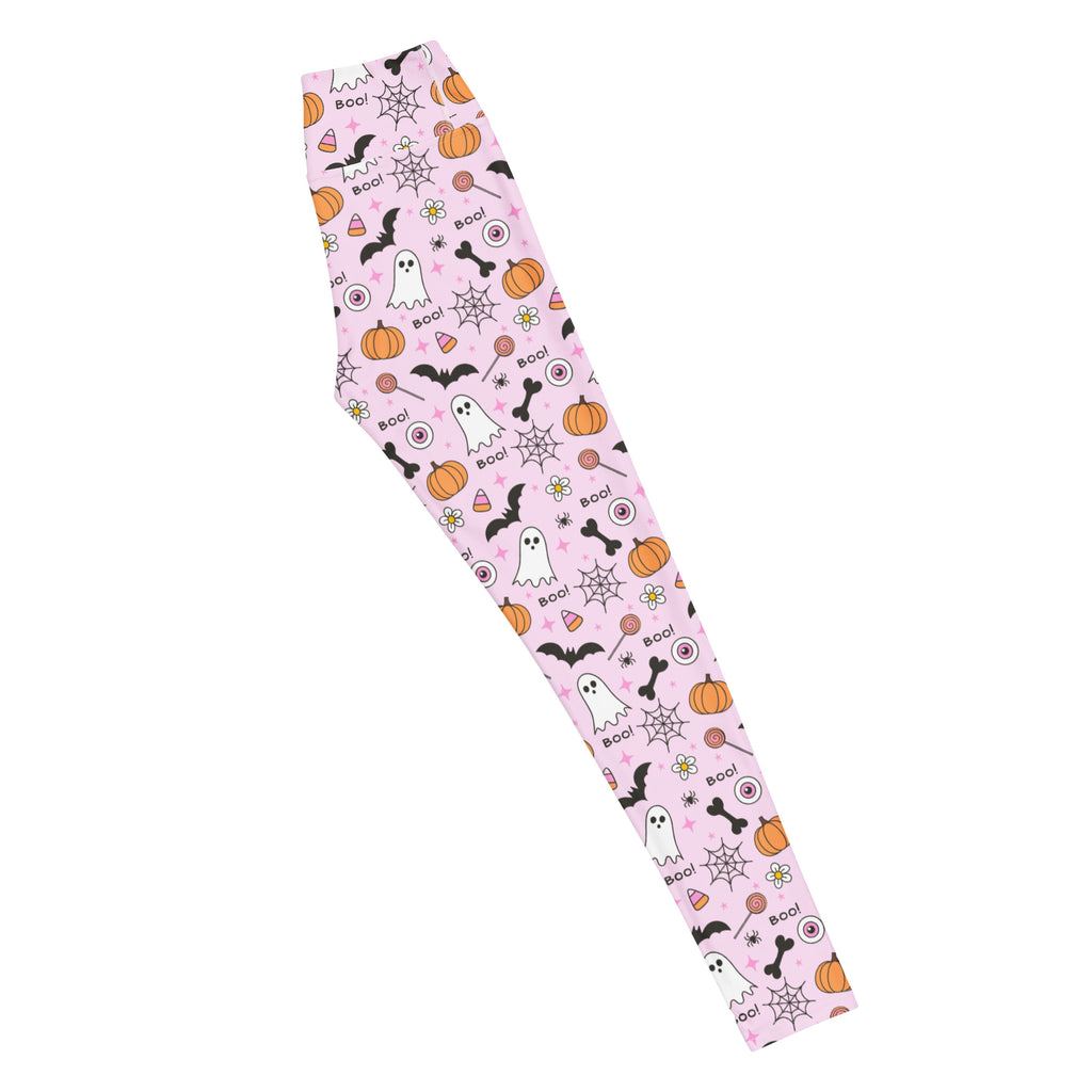 Women's Pink Cute Halloween Buttery Soft Yoga Leggings - Quick Drying, High Waisted Comfort