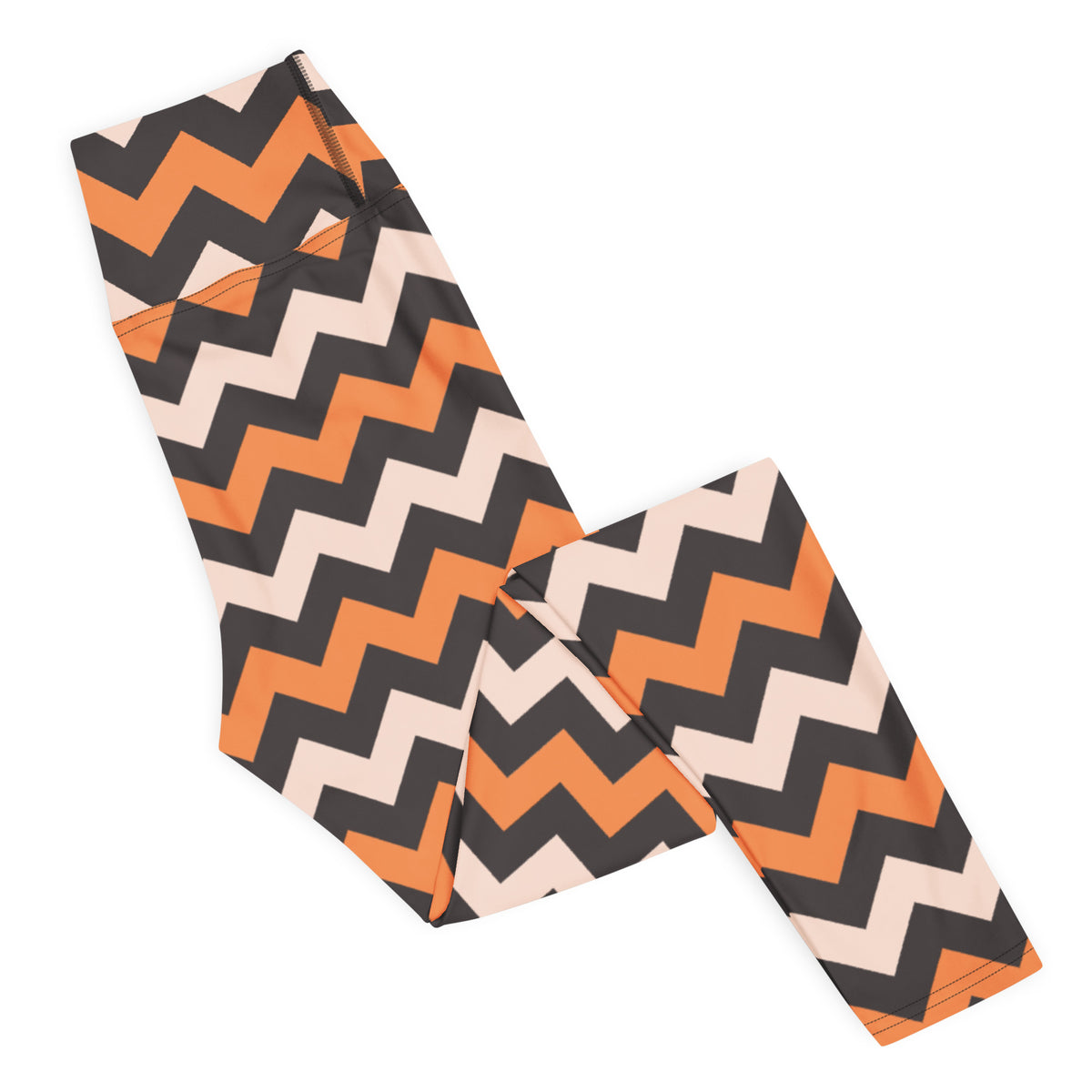Women's Orange & Cream Chevron Halloween Buttery Soft Yoga Leggings - Quick Drying, High Waisted Comfort