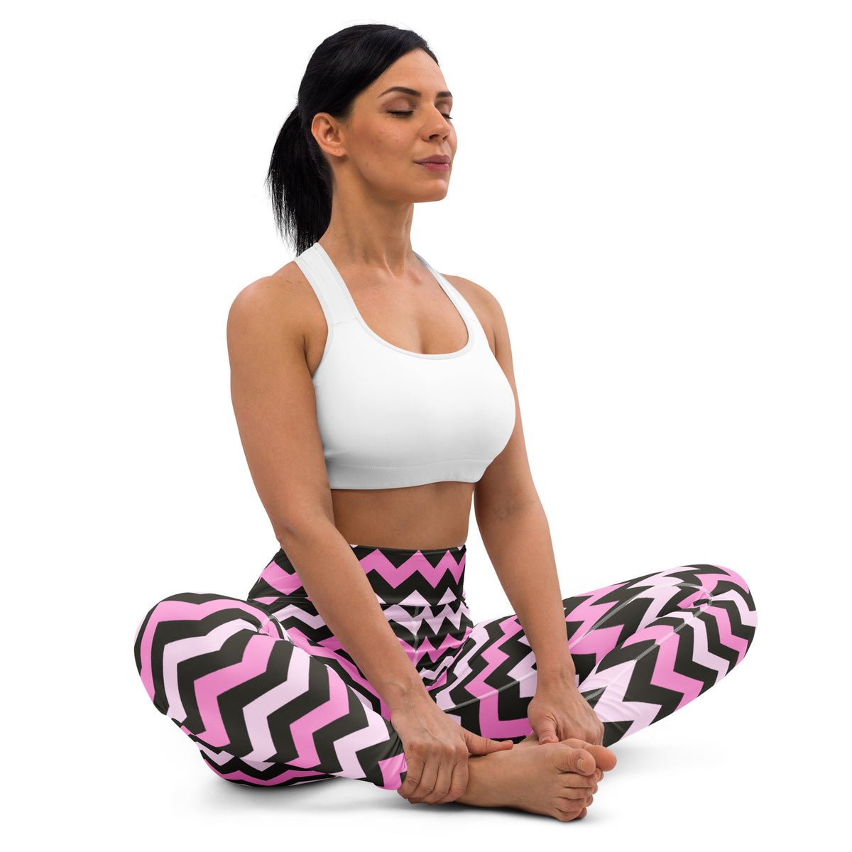 Women's Pink & Gray Chevron Halloween Buttery Soft Yoga Leggings - Quick Drying, High Waisted Comfort