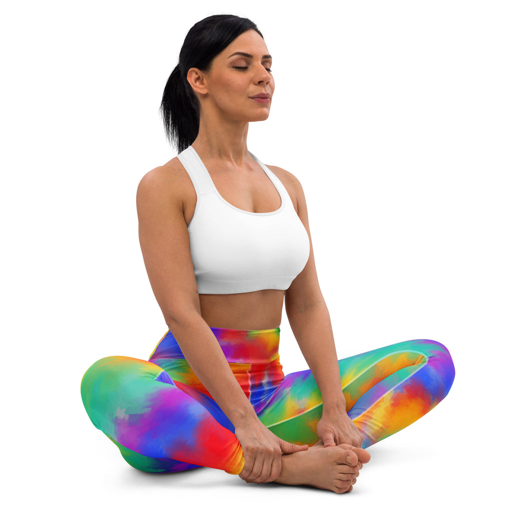 Women's Rainbow Tie Dye Buttery Soft Yoga Leggings - Quick Drying, High Waisted Comfort