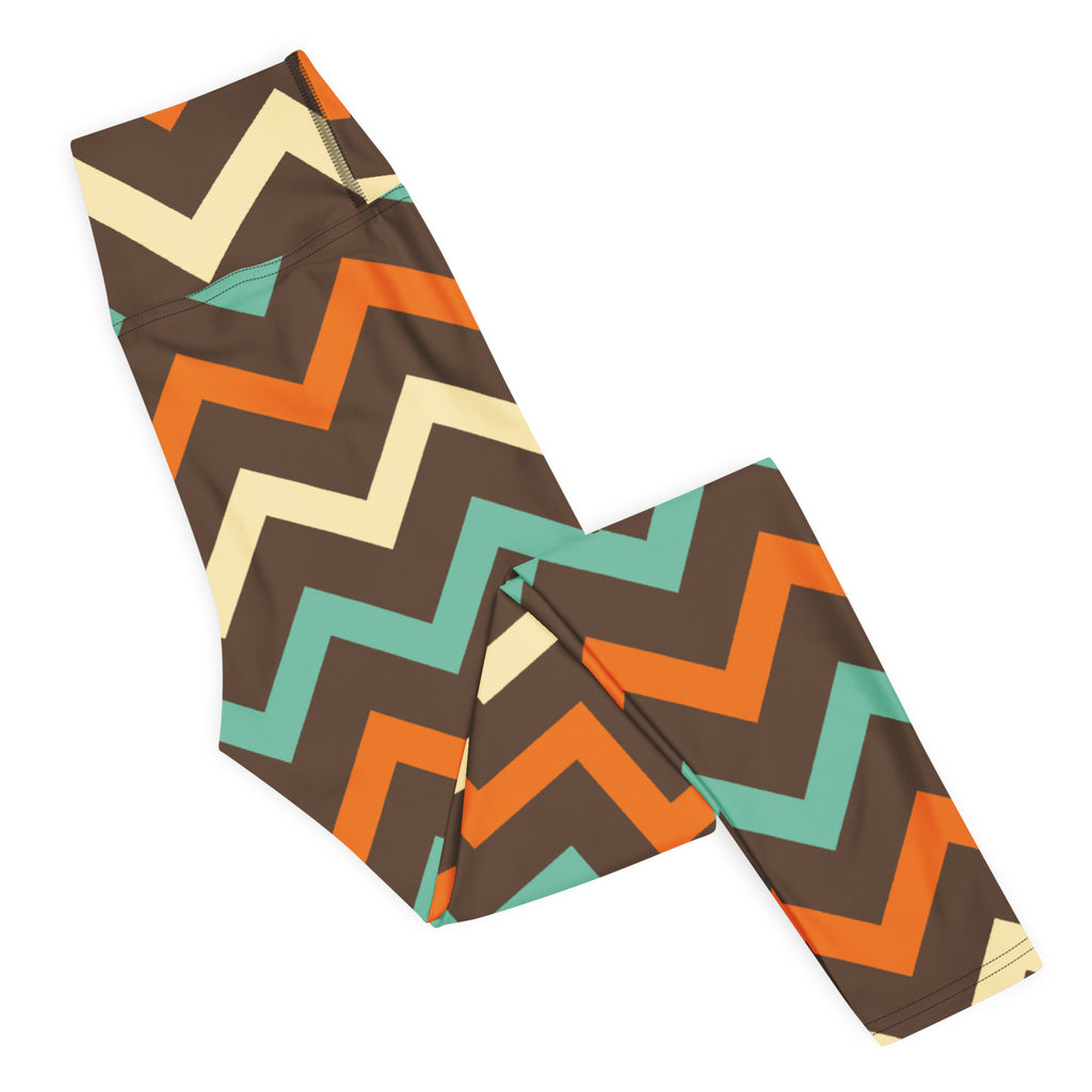 Women's Retro Chevron Buttery Soft Yoga Leggings - Quick Drying, High Waisted Comfort