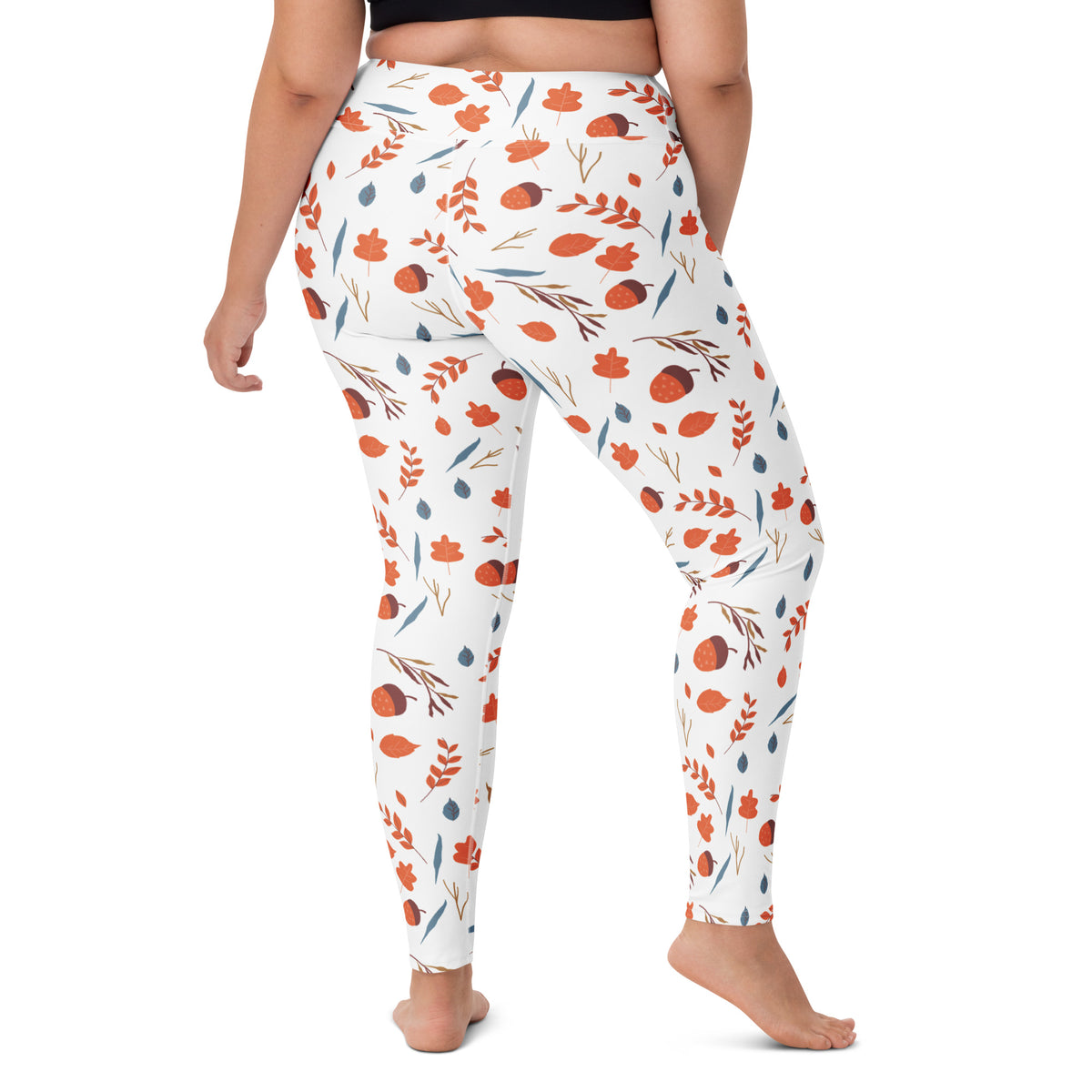 Women's Autumn Leaves & Acorn Buttery Soft Yoga Leggings - Quick Drying, High Waisted Comfort