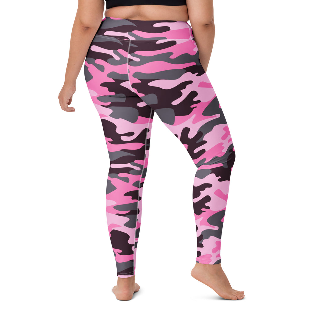 Women's Pink Camouflage Buttery Soft Yoga Leggings - Quick Drying, High Waisted Comfort