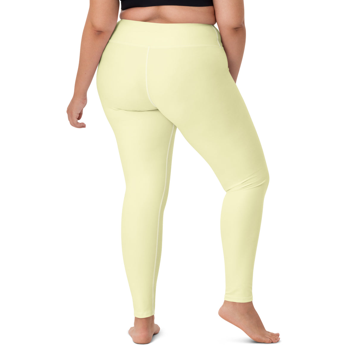 Women's Pastel Yellow Buttery Soft Yoga Leggings - Quick Drying, High Waisted Comfort