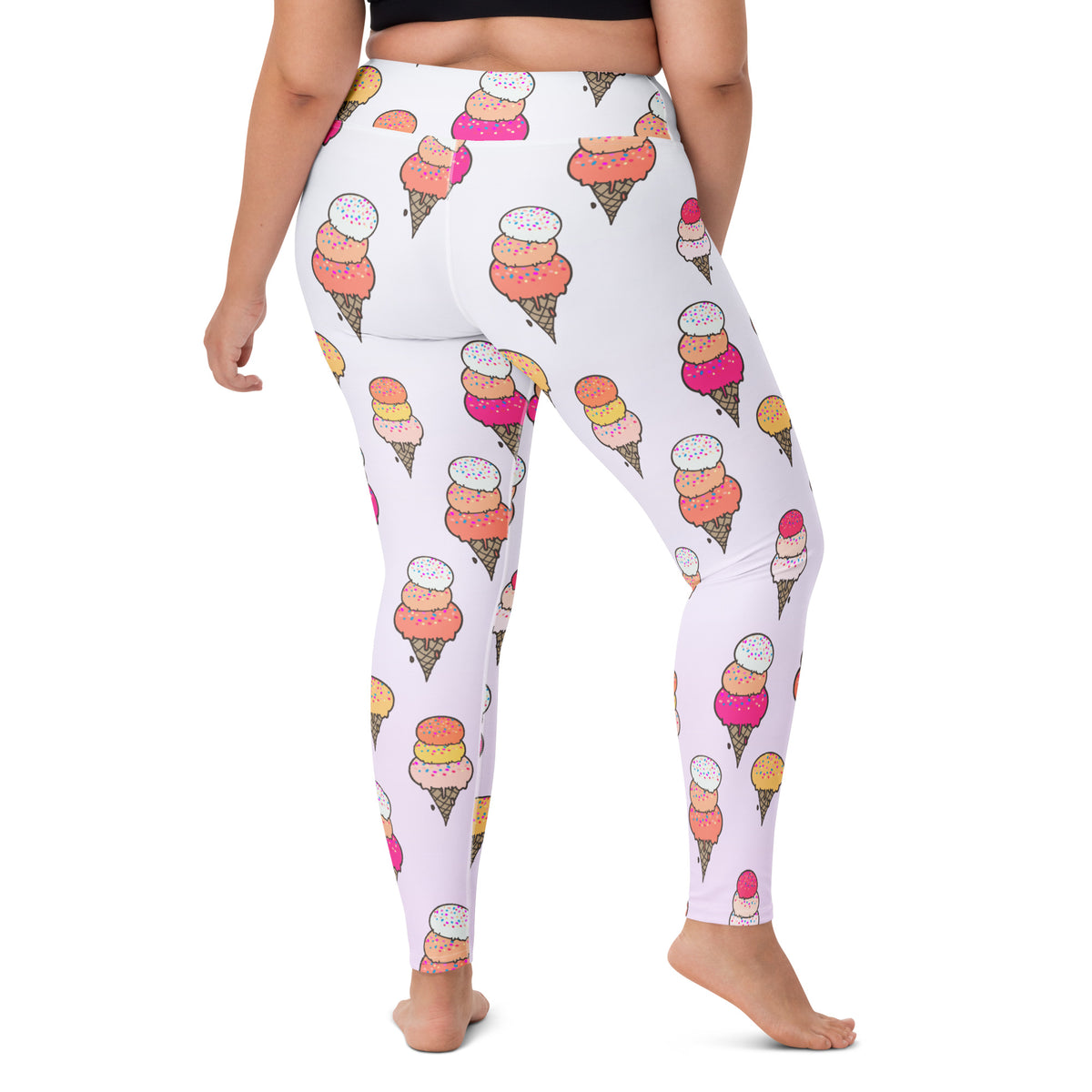 Women's Ice Cream Cone Buttery Soft Yoga Leggings - Quick Drying, High Waisted Comfort
