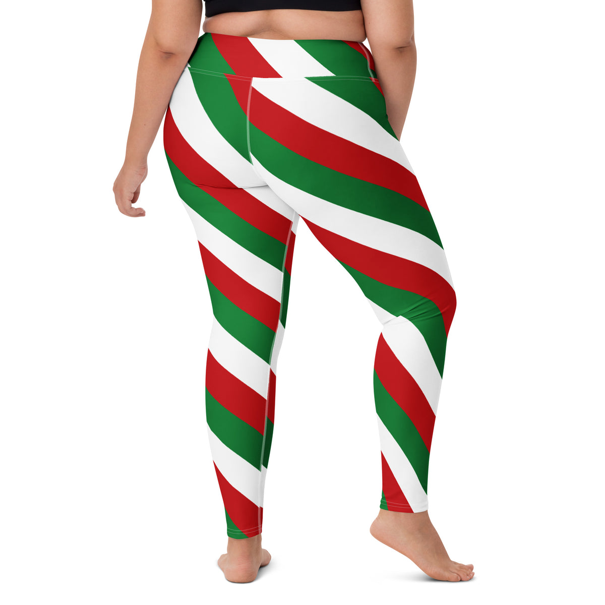 Women's Christmas Candy Cane Stripe Buttery Soft Yoga Leggings - Quick Drying, High Waisted Comfort