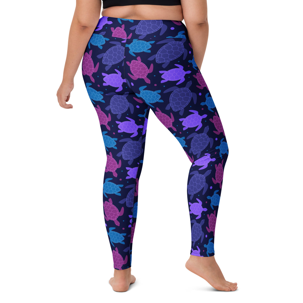 Women's Purple Sea Turtle Buttery Soft Yoga Leggings - Quick Drying, High Waisted Comfort