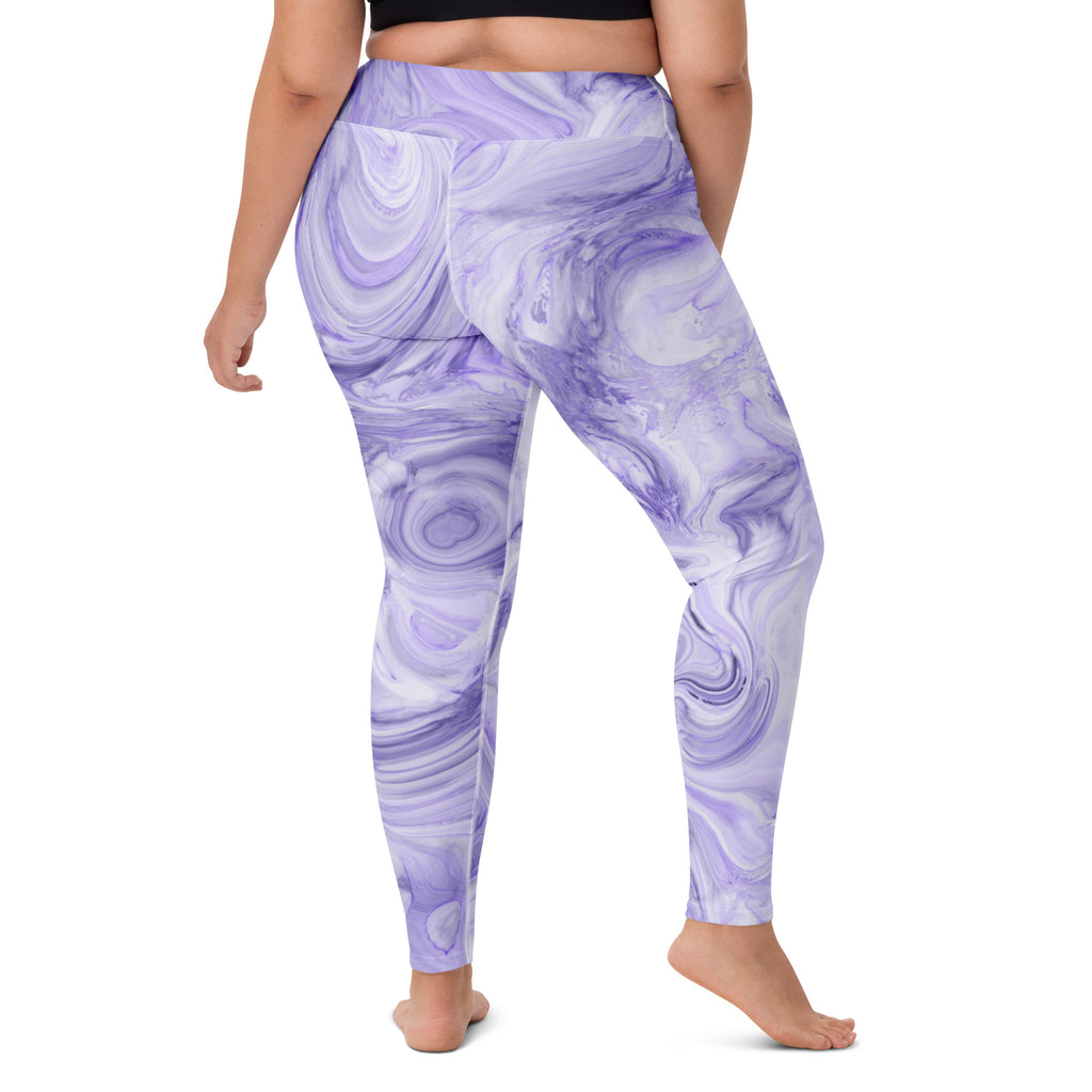 Women's Purple Marble Buttery Soft Yoga Leggings - Quick Drying, High Waisted Comfort