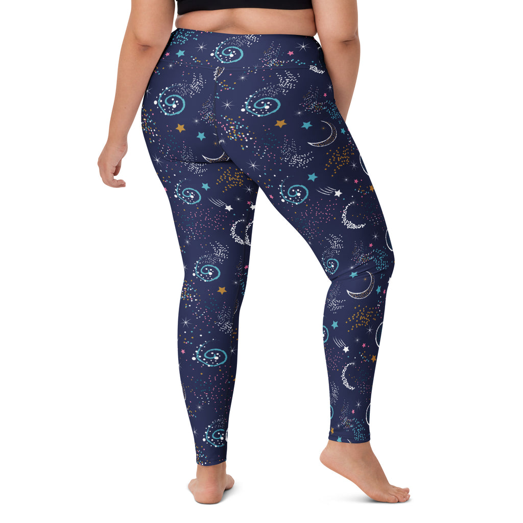Women's Dark Purple Space Buttery Soft Yoga Leggings - Quick Drying, High Waisted Comfort