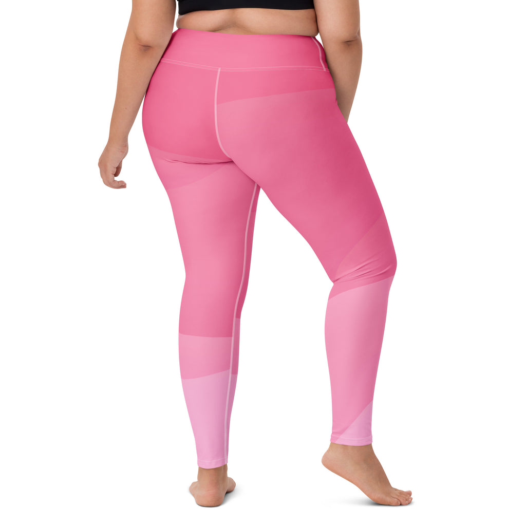 Women's Pink Ombre Waves Buttery Soft Yoga Leggings - Quick Drying, High Waisted Comfort
