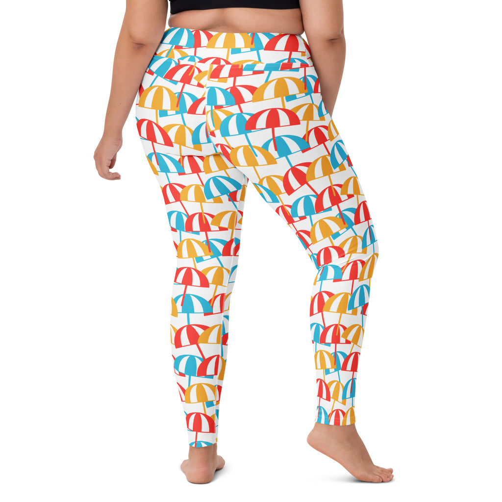 Women's Beach Umbrella Buttery Soft Yoga Leggings - Quick Drying, High Waisted Comfort