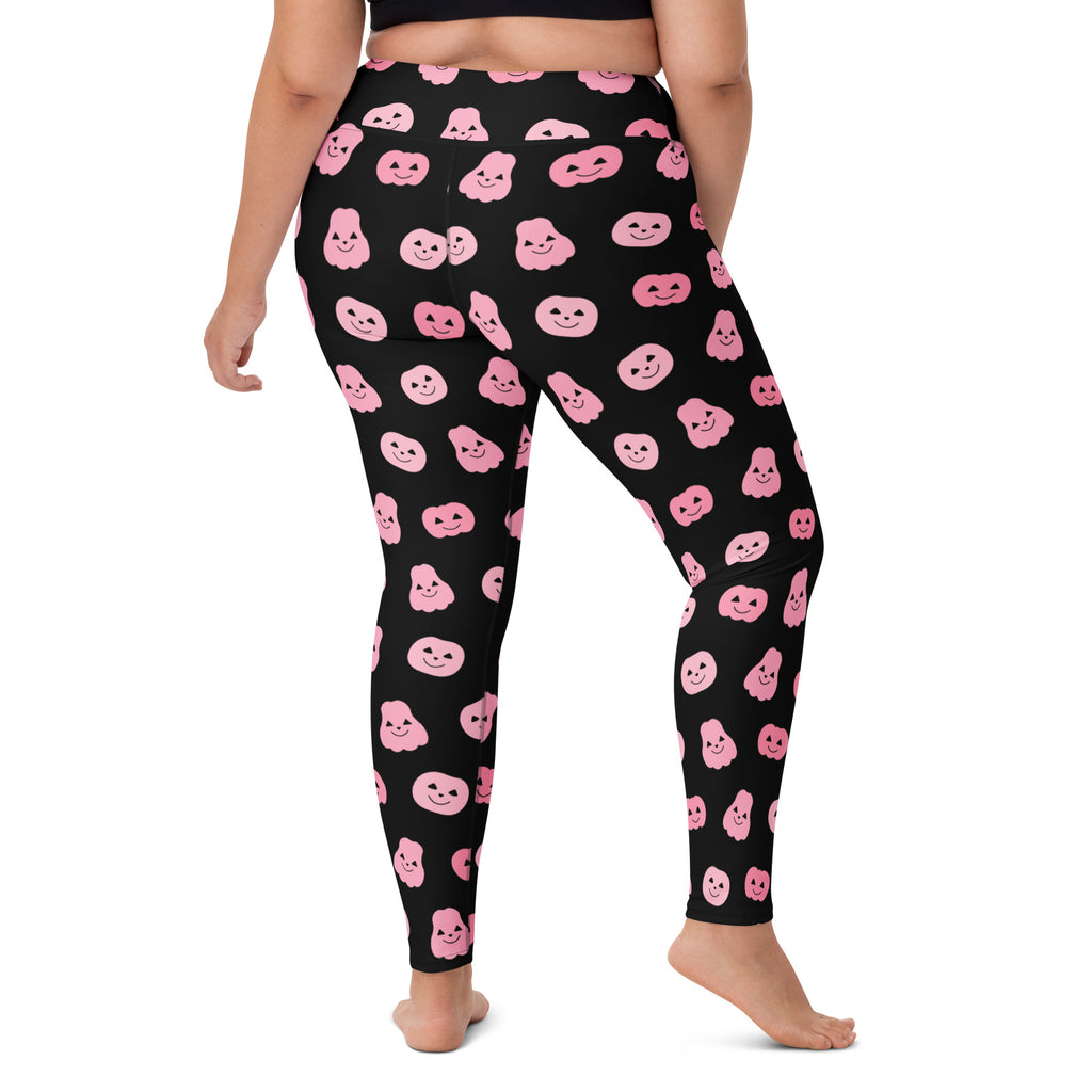 Women's Pink Pumpkin Halloween Buttery Soft Yoga Leggings - Quick Drying, High Waisted Comfort