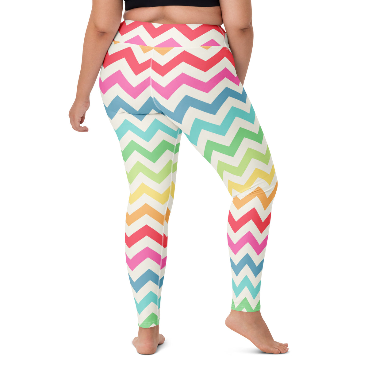 Women's Rainbow Chevron Buttery Soft Yoga Leggings - Quick Drying, High Waisted Comfort