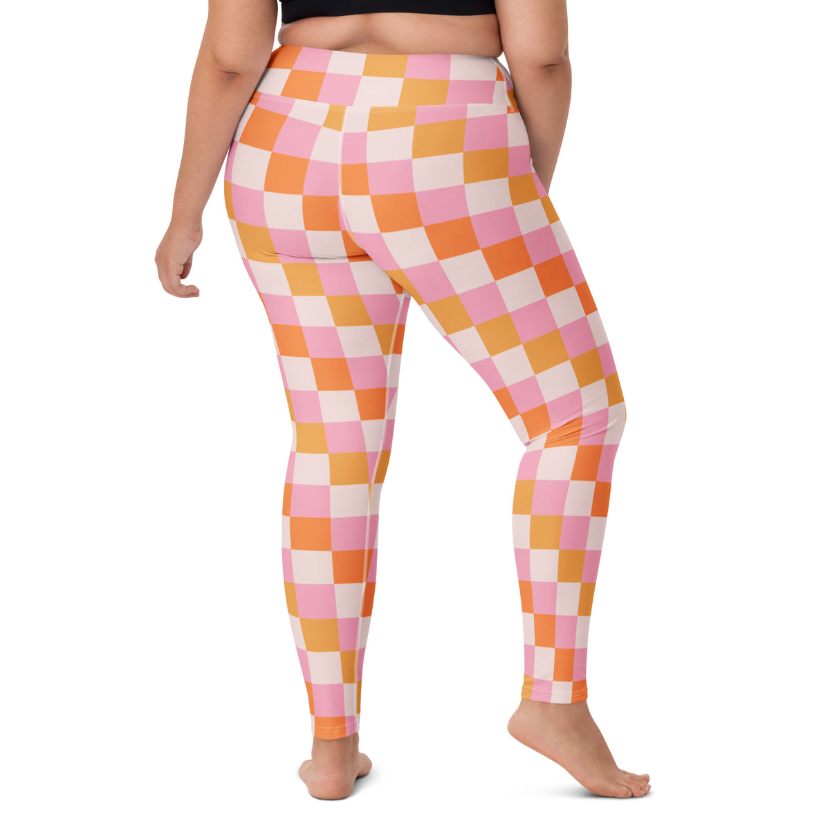 Women's Sunset Checkerboard Buttery Soft Yoga Leggings - Quick Drying, High Waisted Comfort