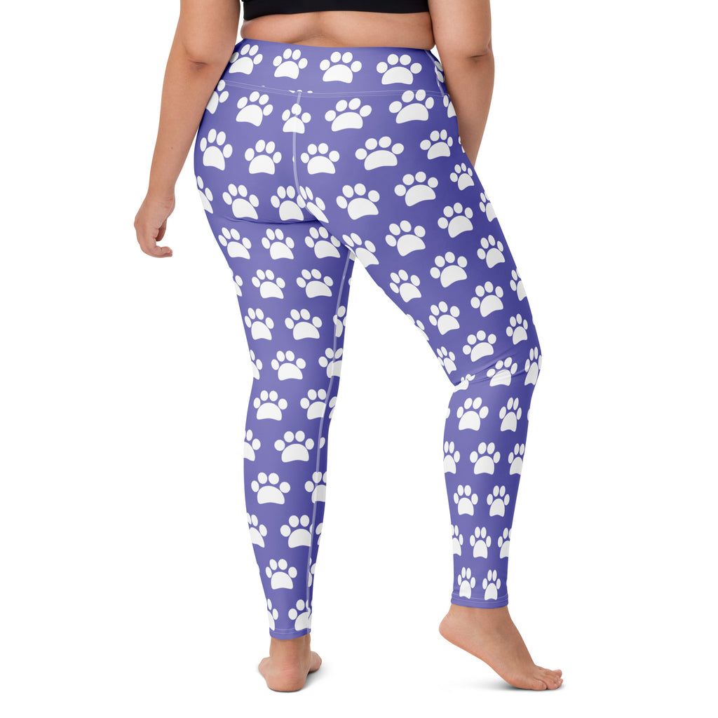 Women's Purple Paw Print Buttery Soft Yoga Leggings - Quick Drying, High Waisted Comfort